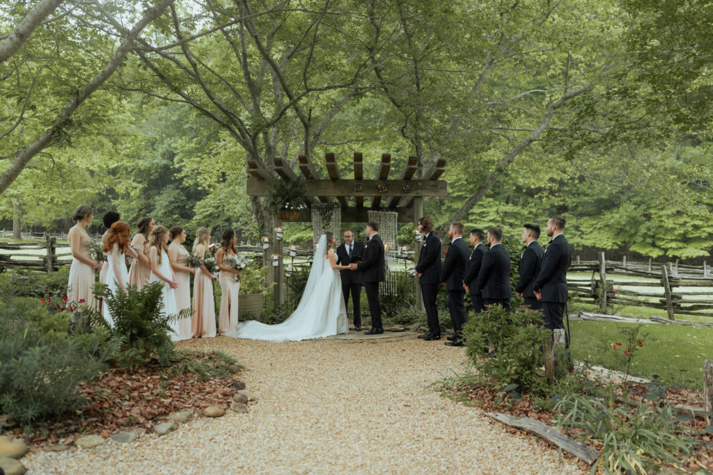 Wedding ceremony at Neverland Farms